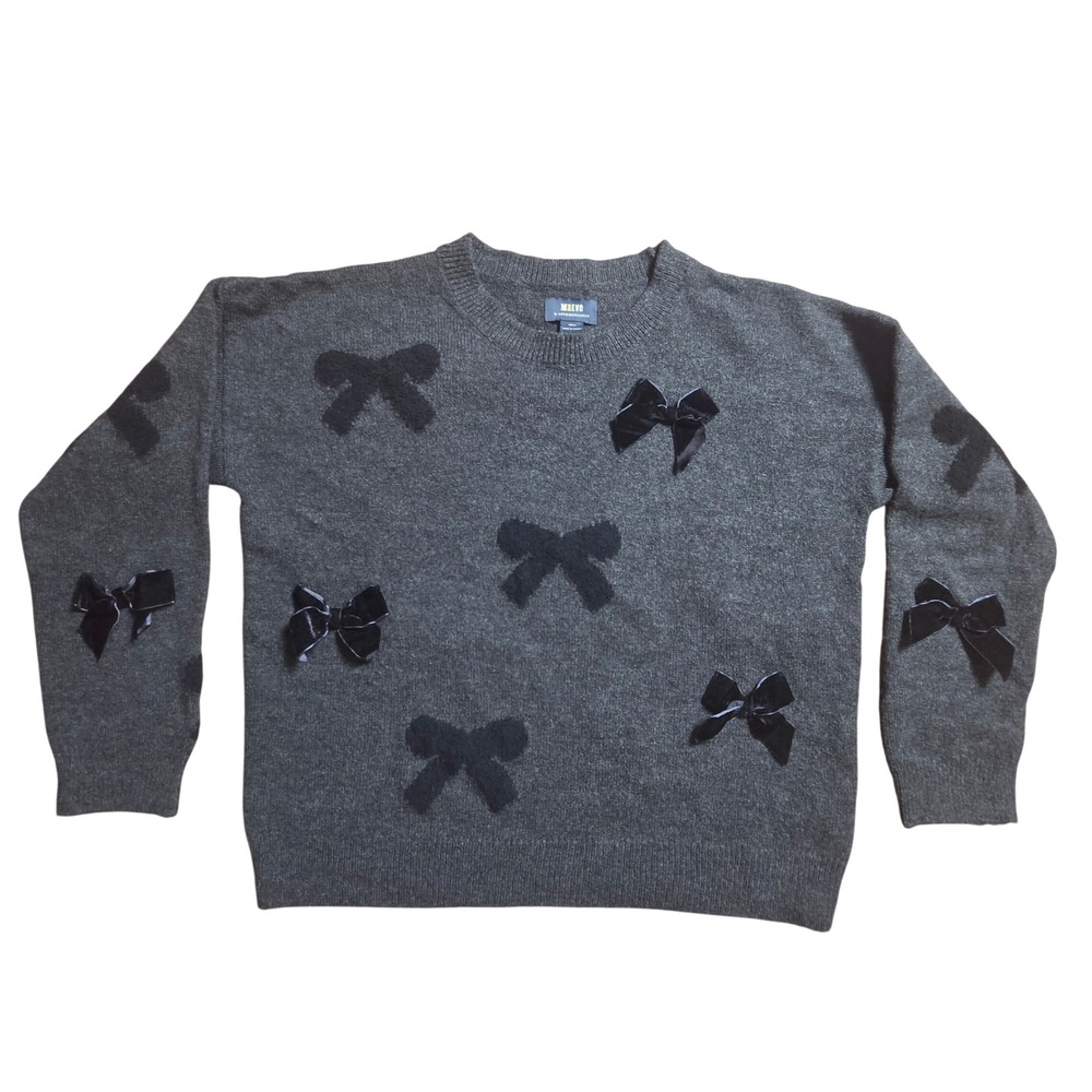Maeve Anthropologie 3D Bow Sweater S Velvet Applique Coquette Balletcore
